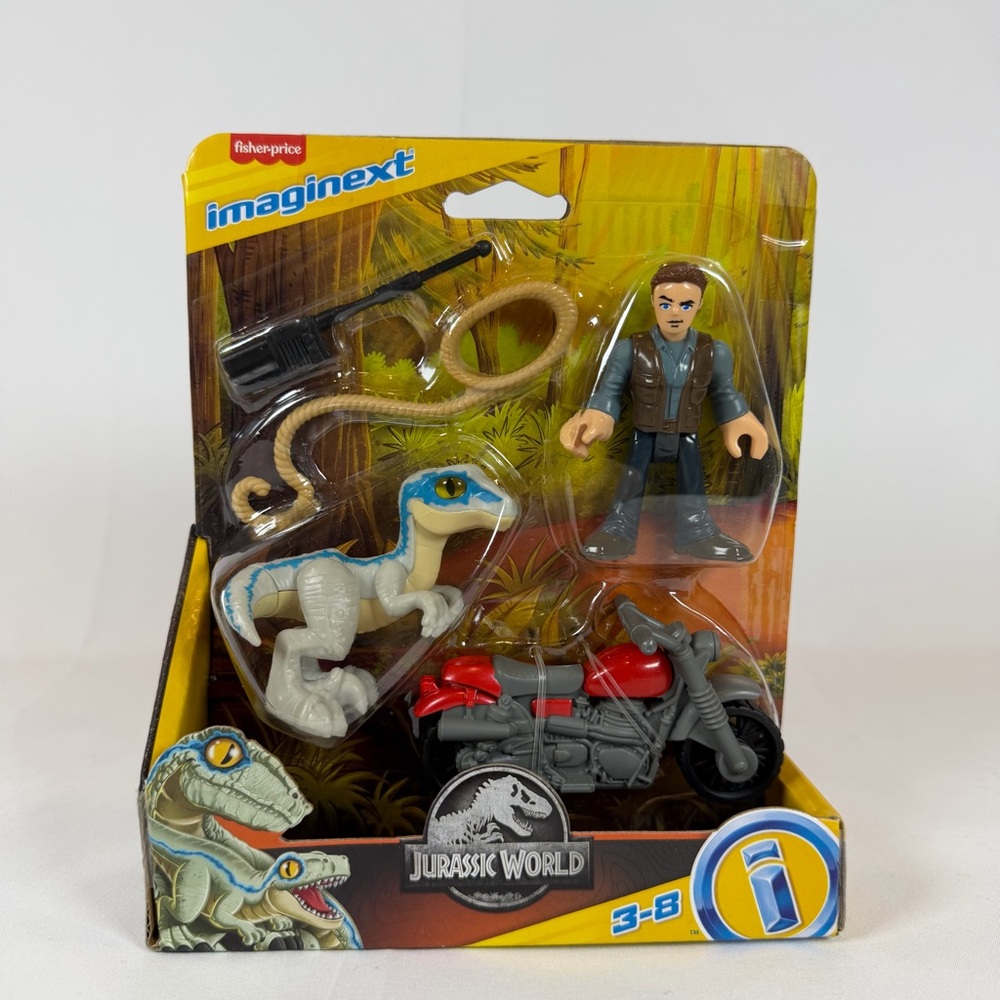 Imaginext Jurassic World Owen & Blue Raptor Dinosaur -Fisher Price